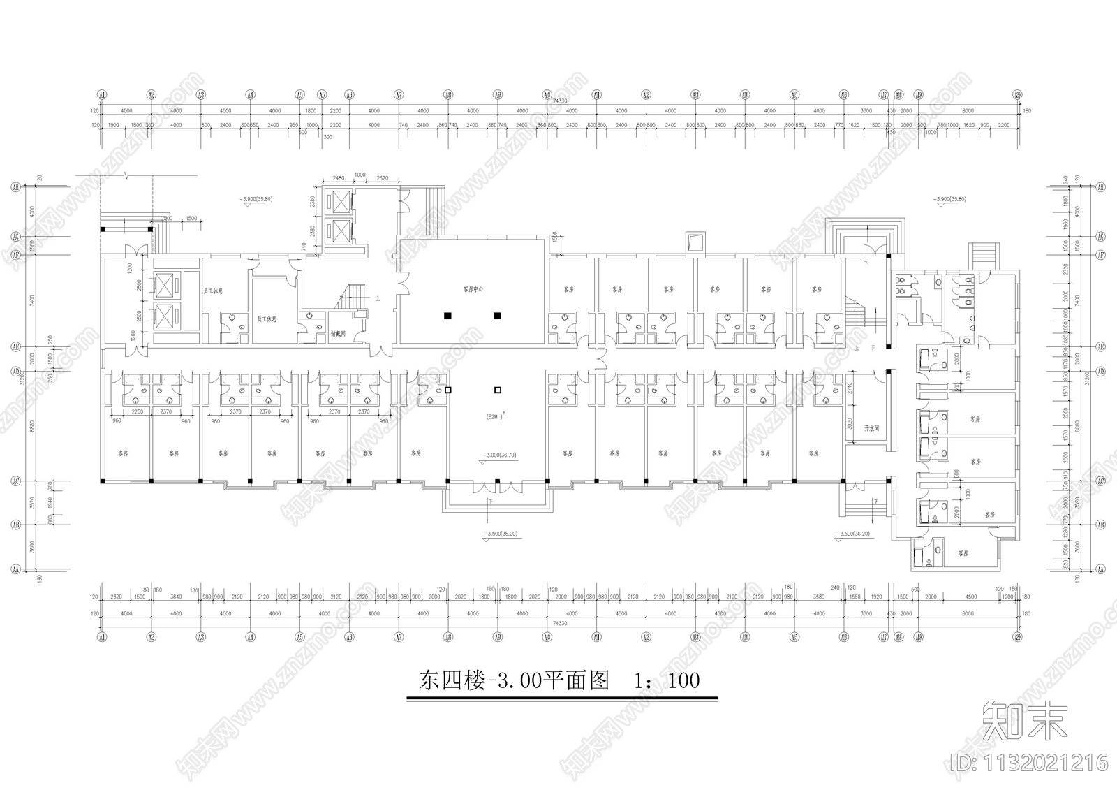 某宾馆和会议中心建筑cad施工图下载【ID:1132021216】