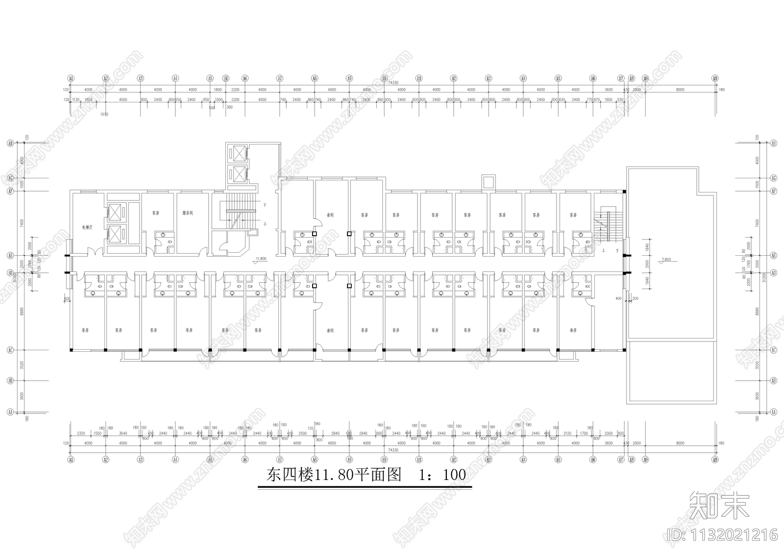 某宾馆和会议中心建筑cad施工图下载【ID:1132021216】