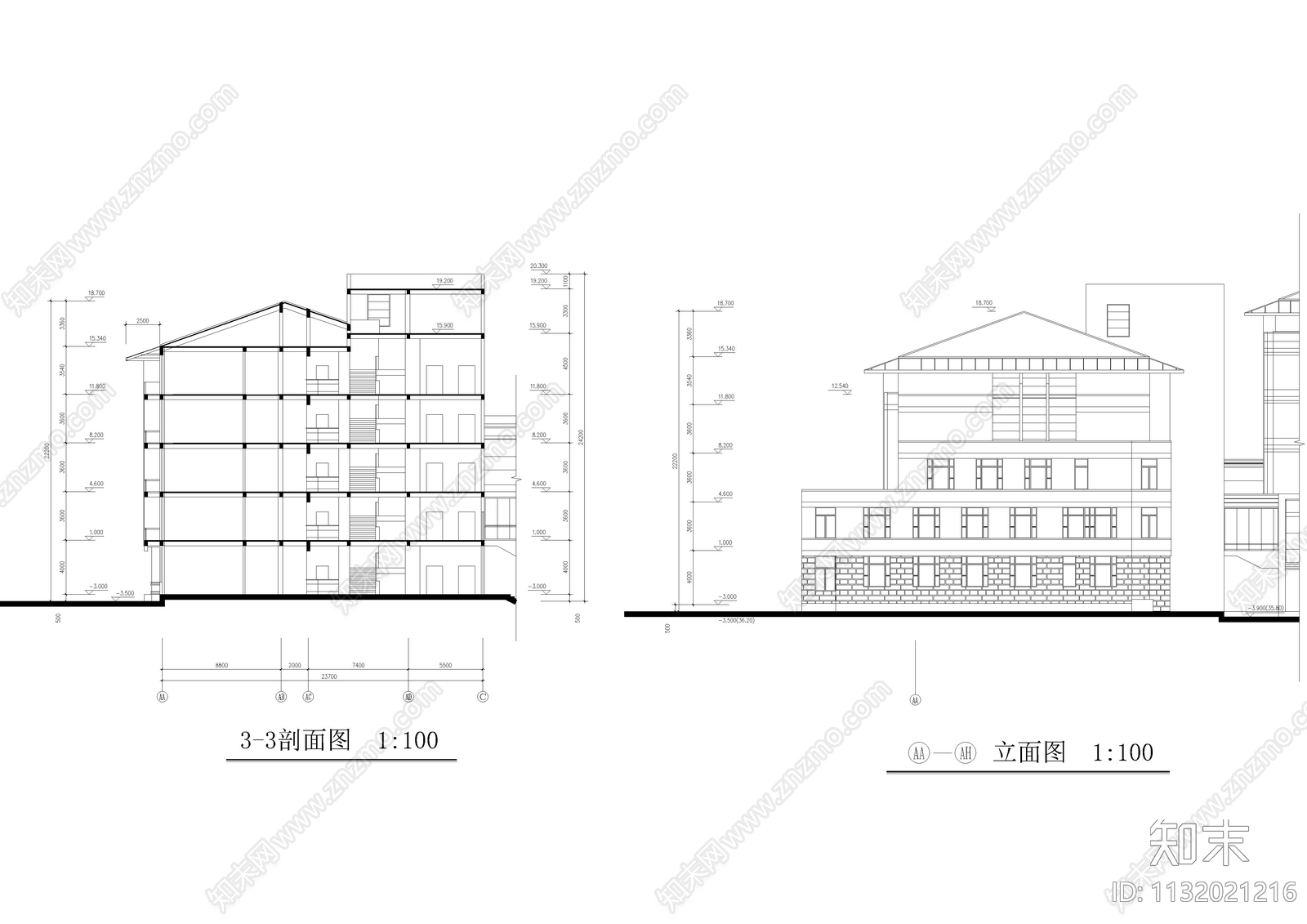 某宾馆和会议中心建筑cad施工图下载【ID:1132021216】