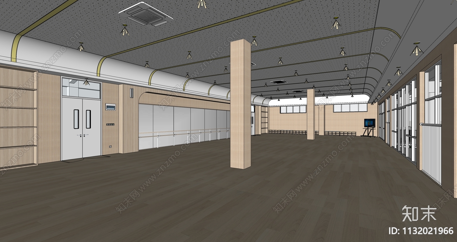 现代学校舞蹈教室SU模型下载【ID:1132021966】