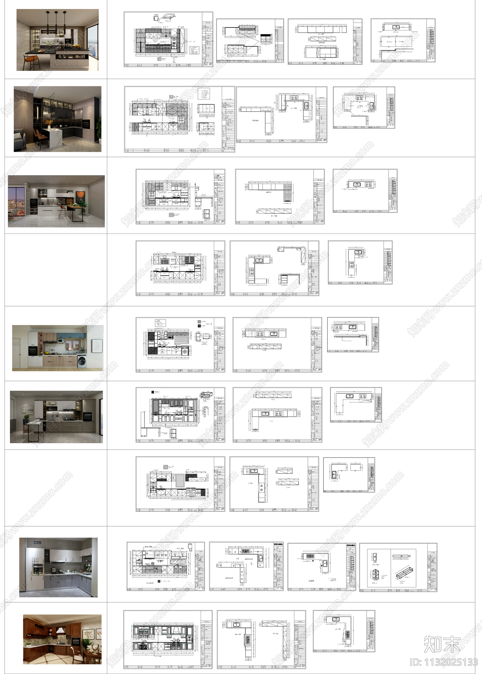 新款橱柜效果图平立面施工图下载【ID:1132025133】