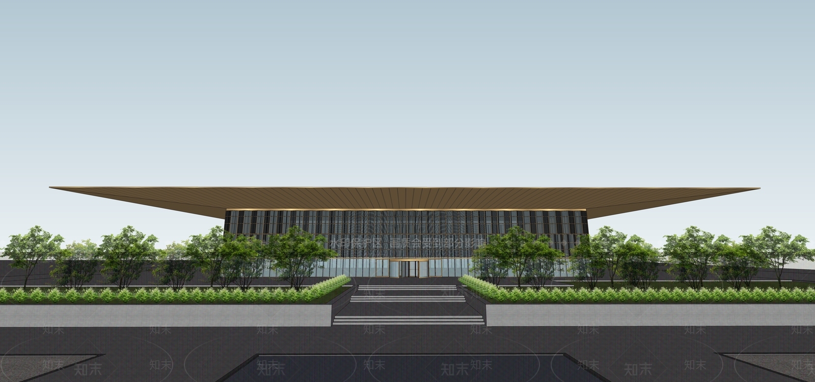 现代图书馆建筑SU模型下载【ID:1132030526】