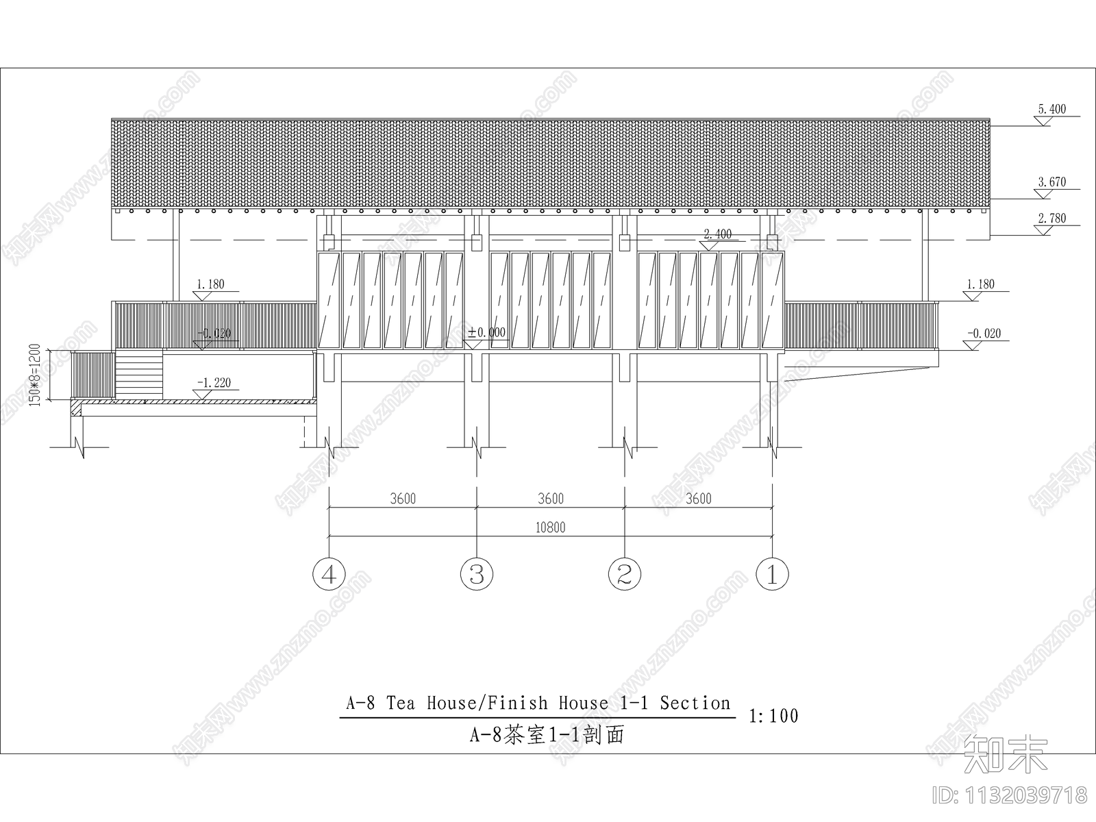 渡假村茶室全套cad施工图下载【ID:1132039718】