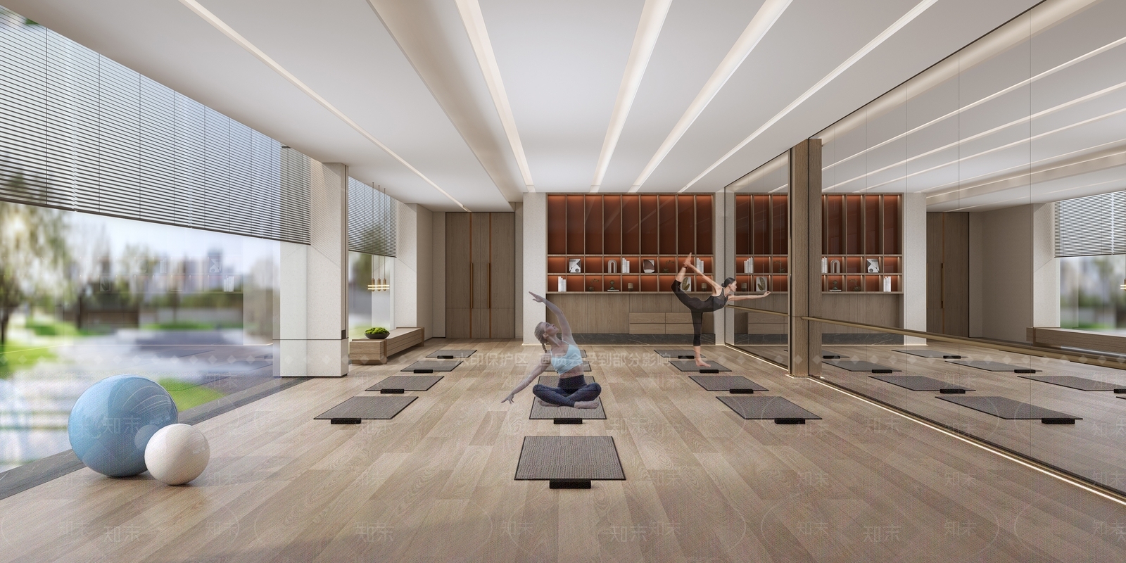 现代健身瑜伽室3D模型下载【ID:1132042697】
