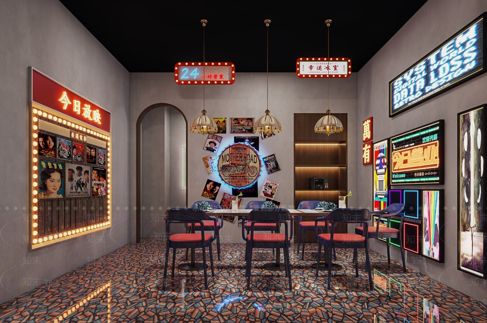 现代复古港式茶餐厅3D模型下载【ID:1132042912】