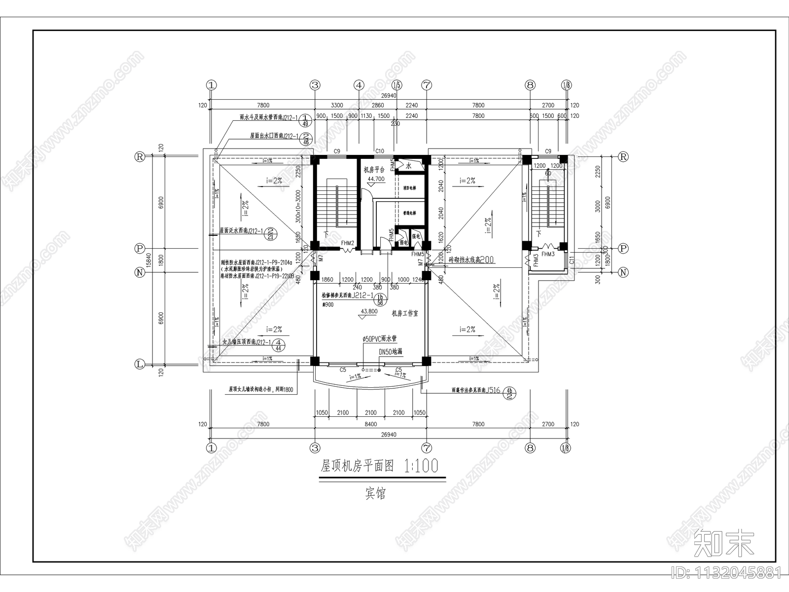 金沙江酒楼建筑cad施工图下载【ID:1132045881】