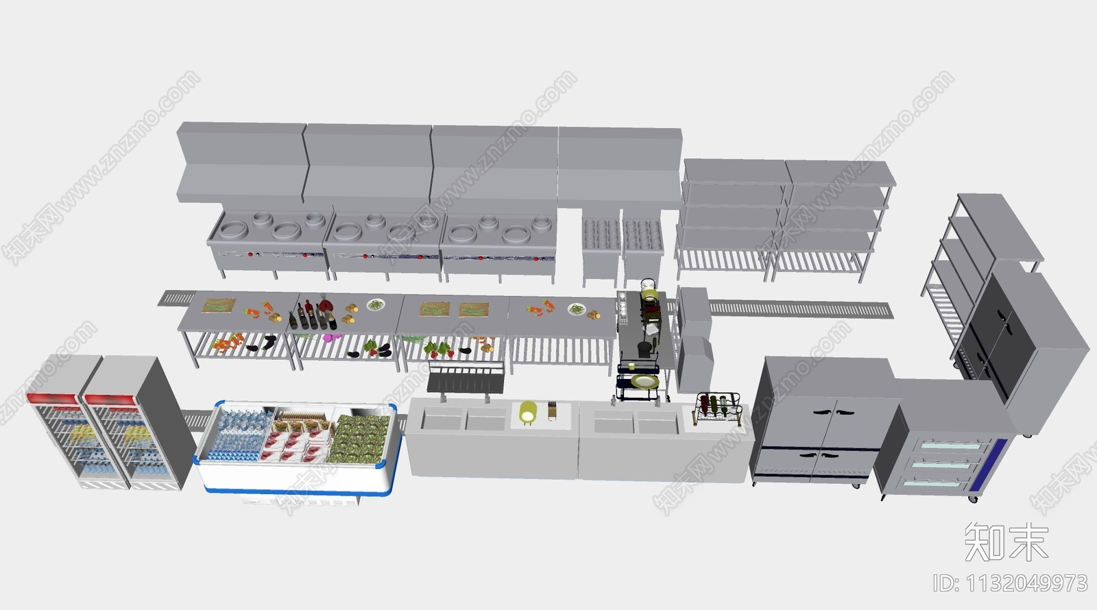 现代食堂后厨SU模型下载【ID:1132049973】