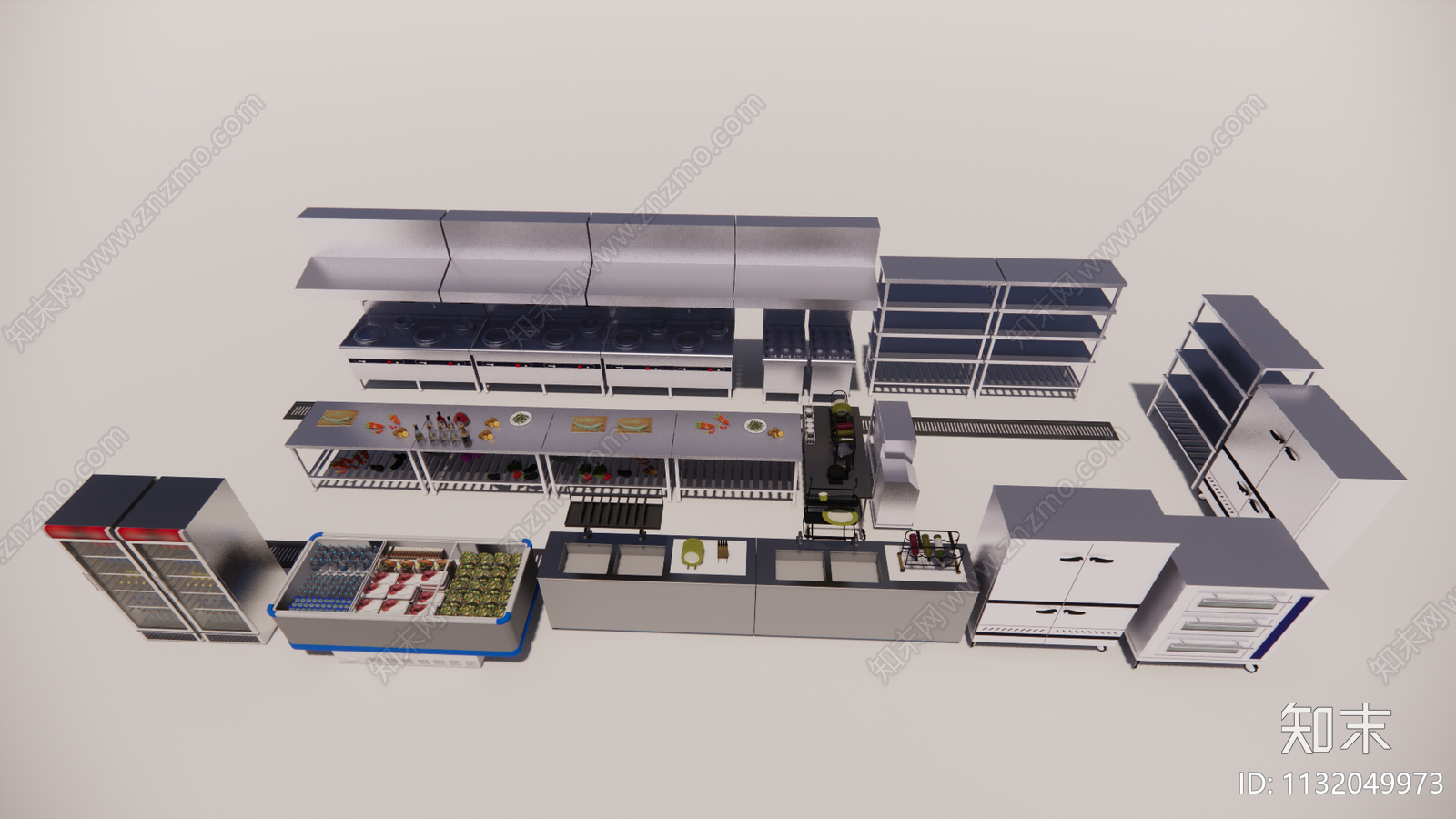 现代食堂后厨SU模型下载【ID:1132049973】
