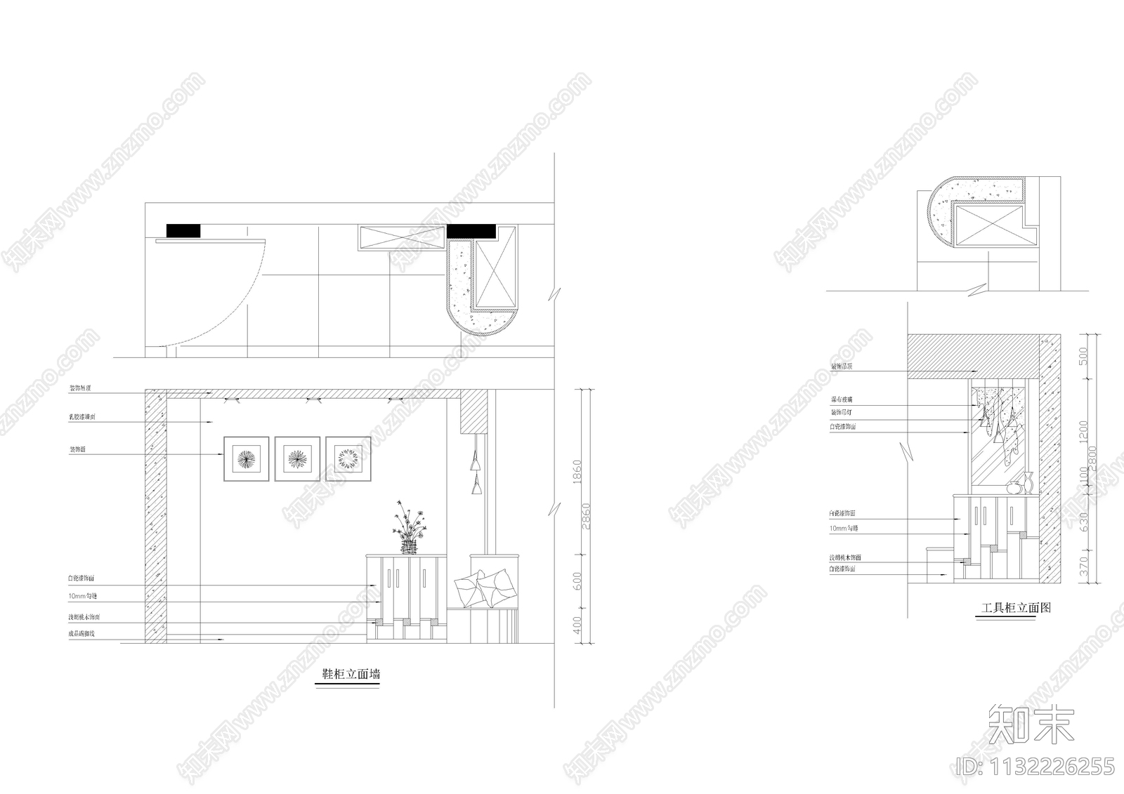 近百款鞋柜衣柜详图cad施工图下载【ID:1132226255】