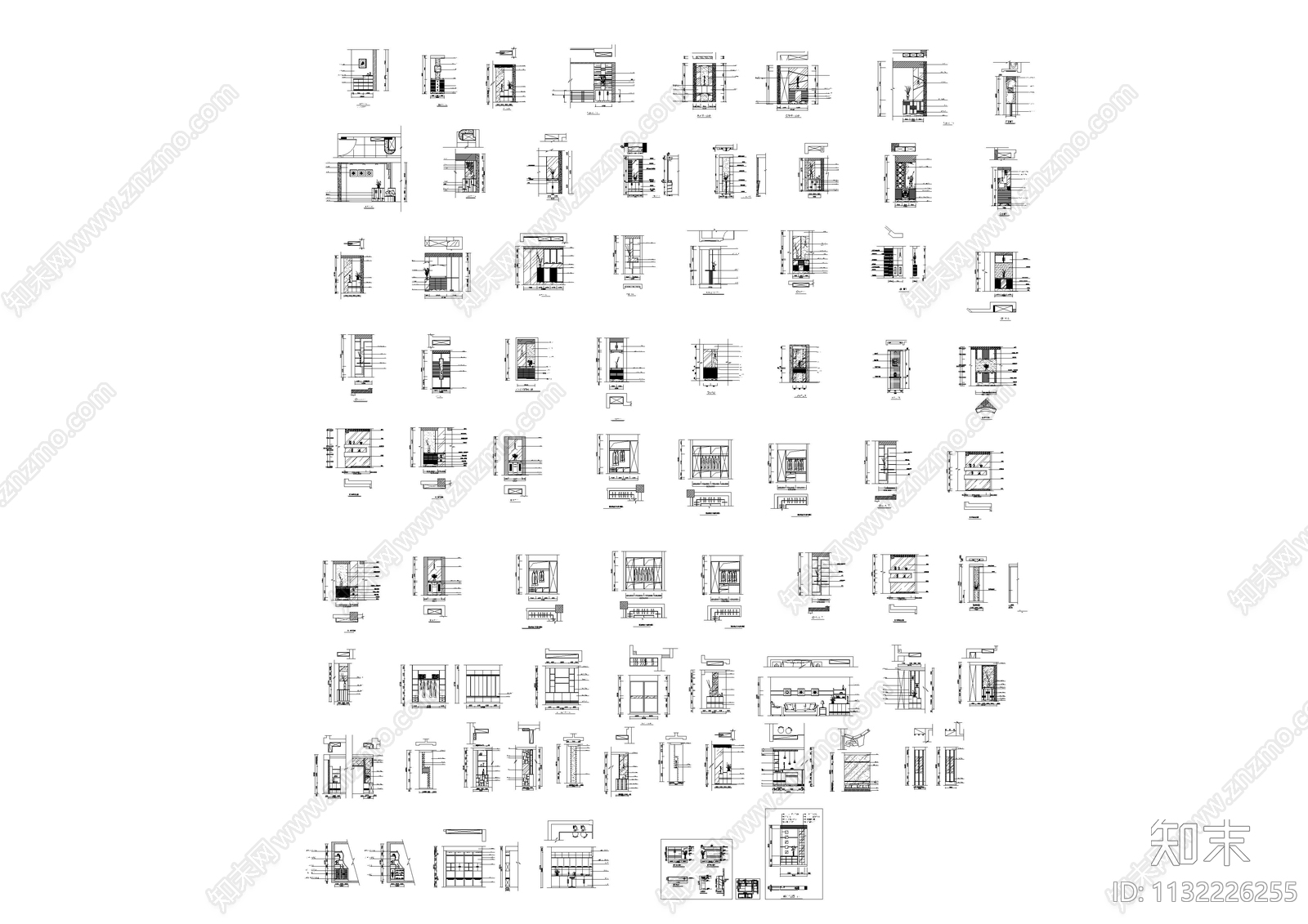 近百款鞋柜衣柜详图cad施工图下载【ID:1132226255】