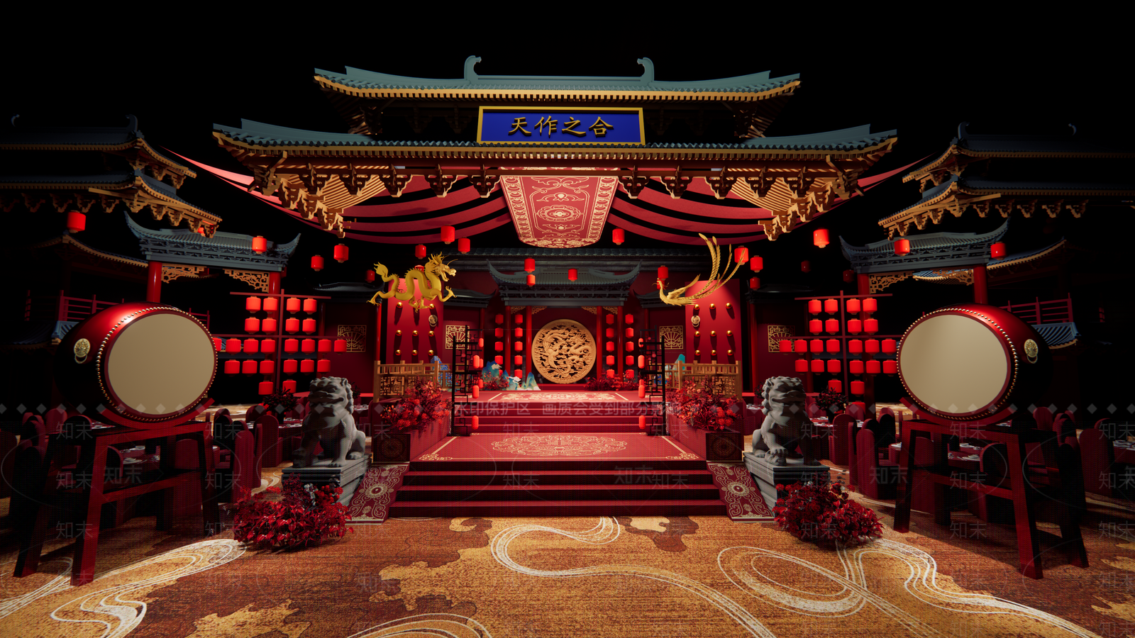 现代酒店宴会厅SU模型下载【ID:1132055454】