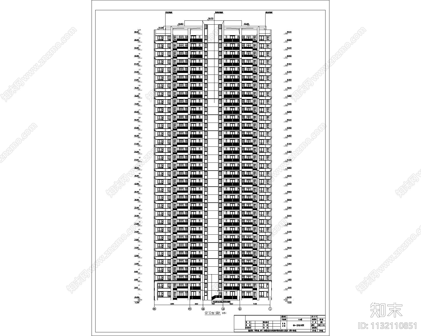 高层建筑cad施工图下载【ID:1132110851】