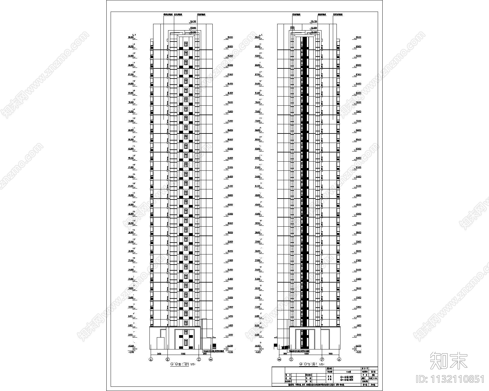 高层建筑cad施工图下载【ID:1132110851】