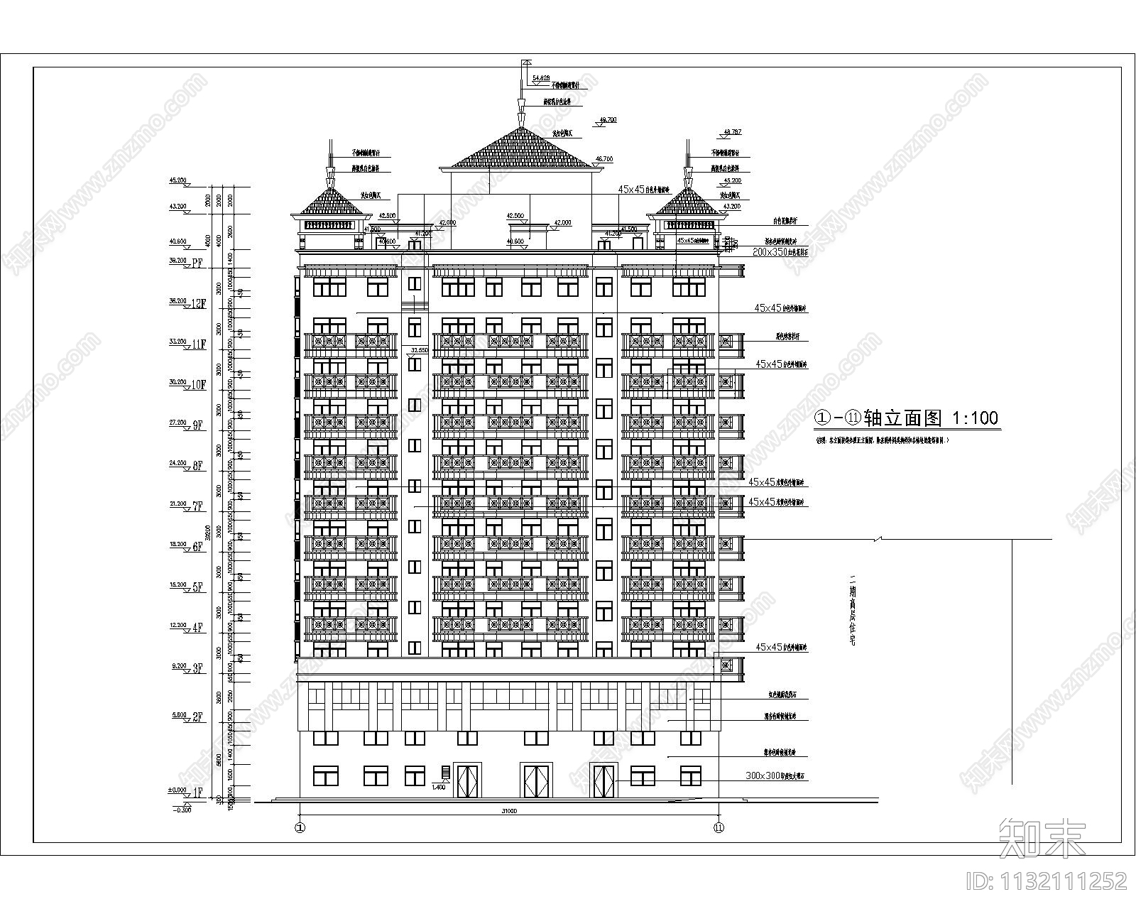 多层住宅建筑cad施工图下载【ID:1132111252】