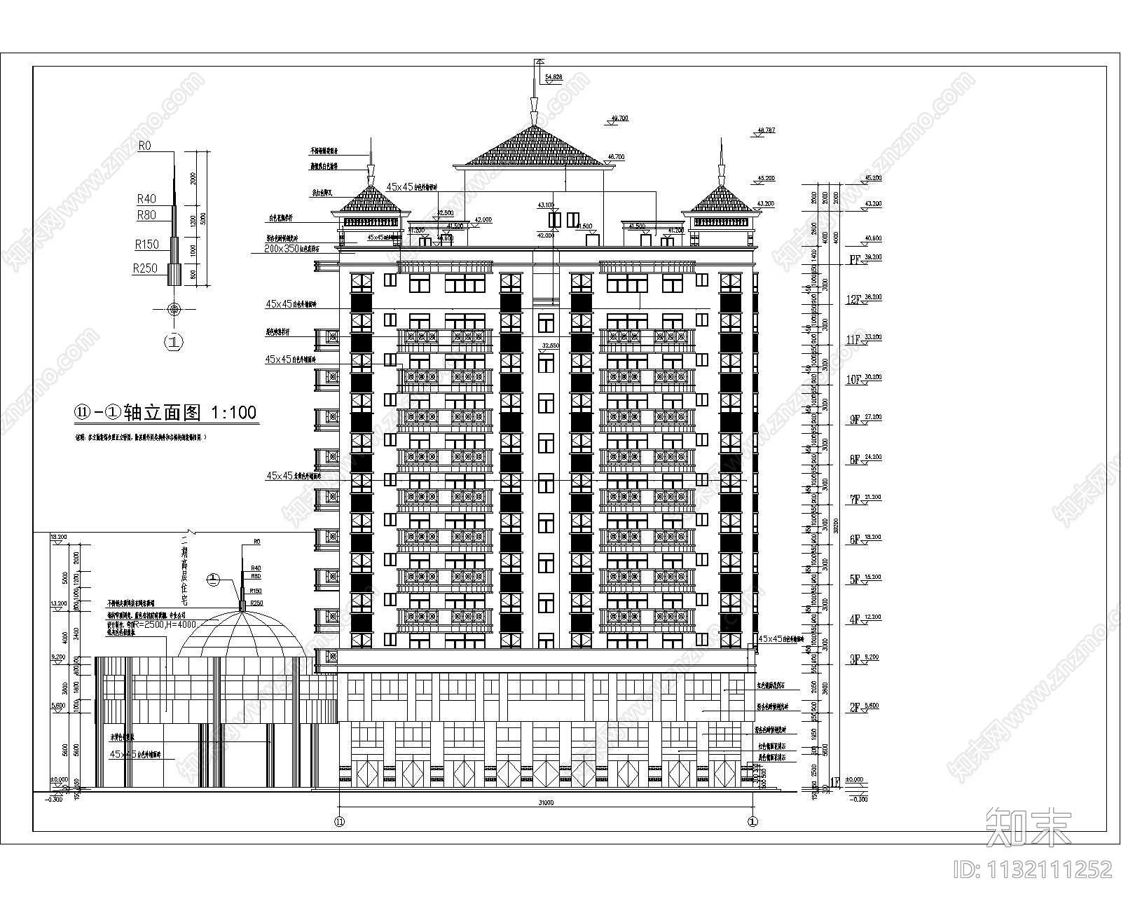 多层住宅建筑cad施工图下载【ID:1132111252】