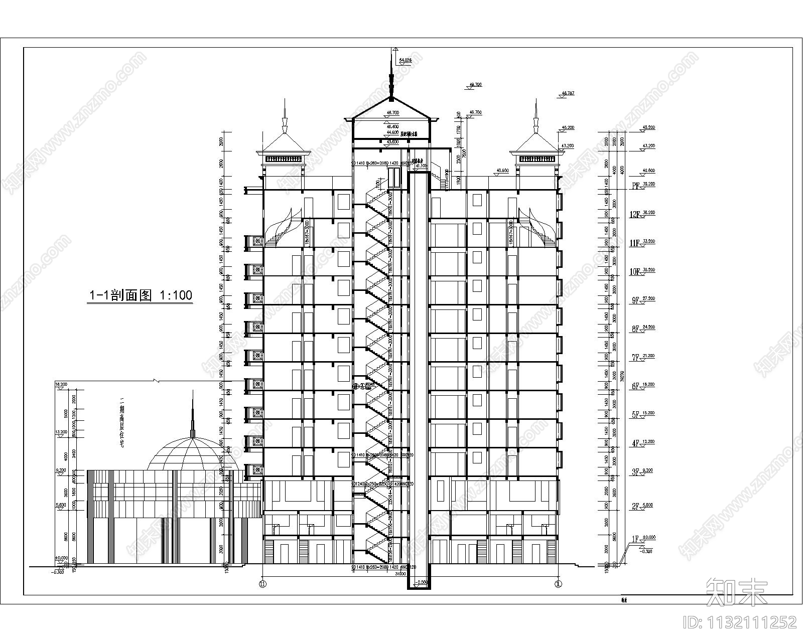 多层住宅建筑cad施工图下载【ID:1132111252】