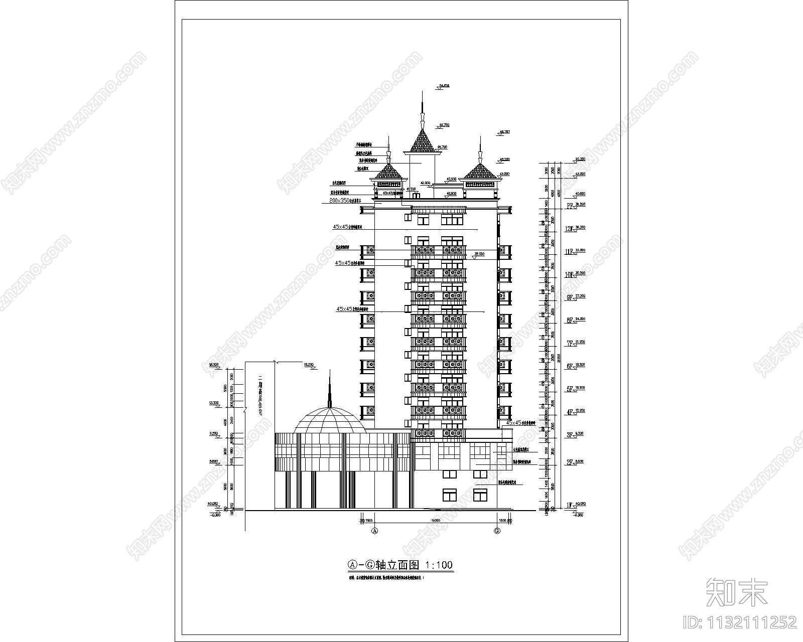 多层住宅建筑cad施工图下载【ID:1132111252】