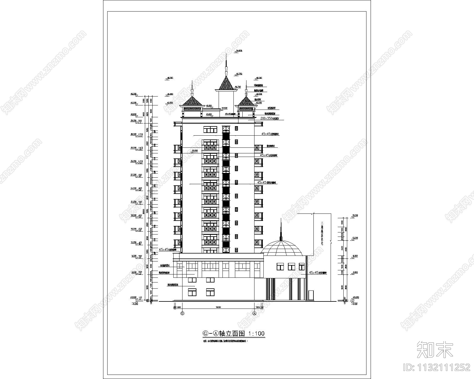 多层住宅建筑cad施工图下载【ID:1132111252】