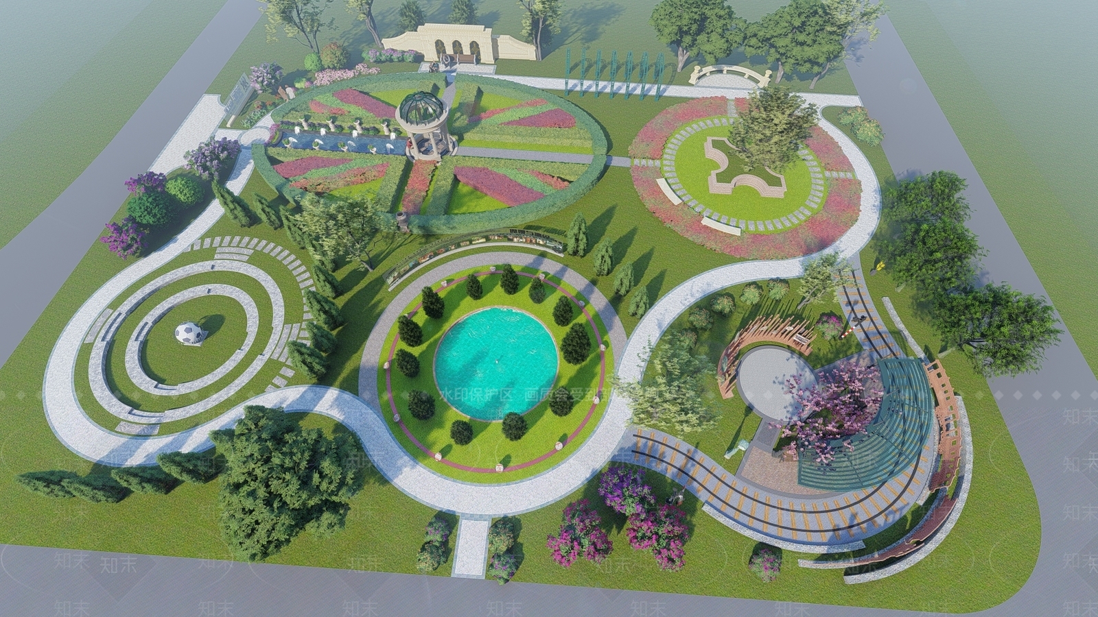 现代景观公园SU模型下载【ID:1132066919】
