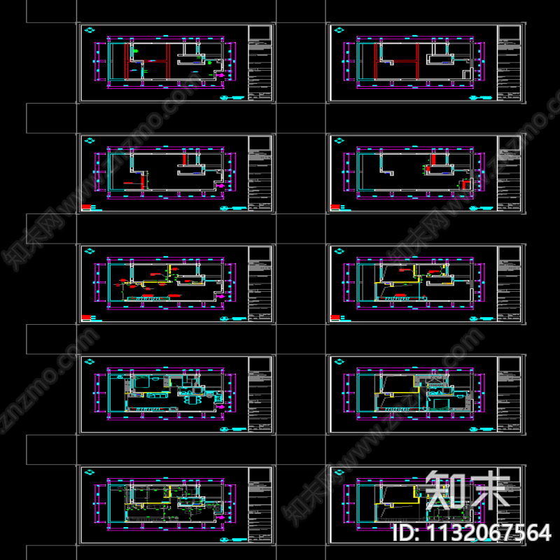 奶油风公寓室内装修cad施工图下载【ID:1132067564】