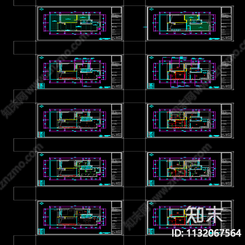 奶油风公寓室内装修cad施工图下载【ID:1132067564】