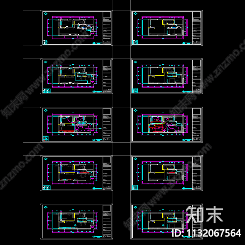 奶油风公寓室内装修cad施工图下载【ID:1132067564】