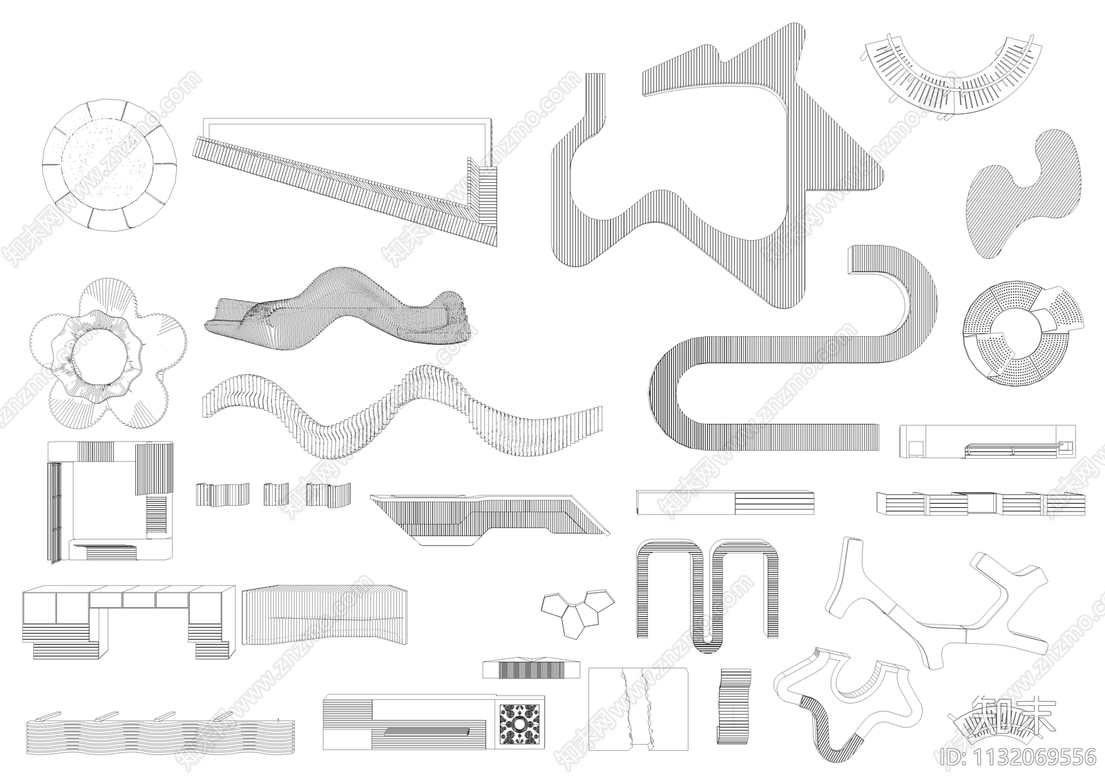户外景观桌椅施工图下载【ID:1132069556】