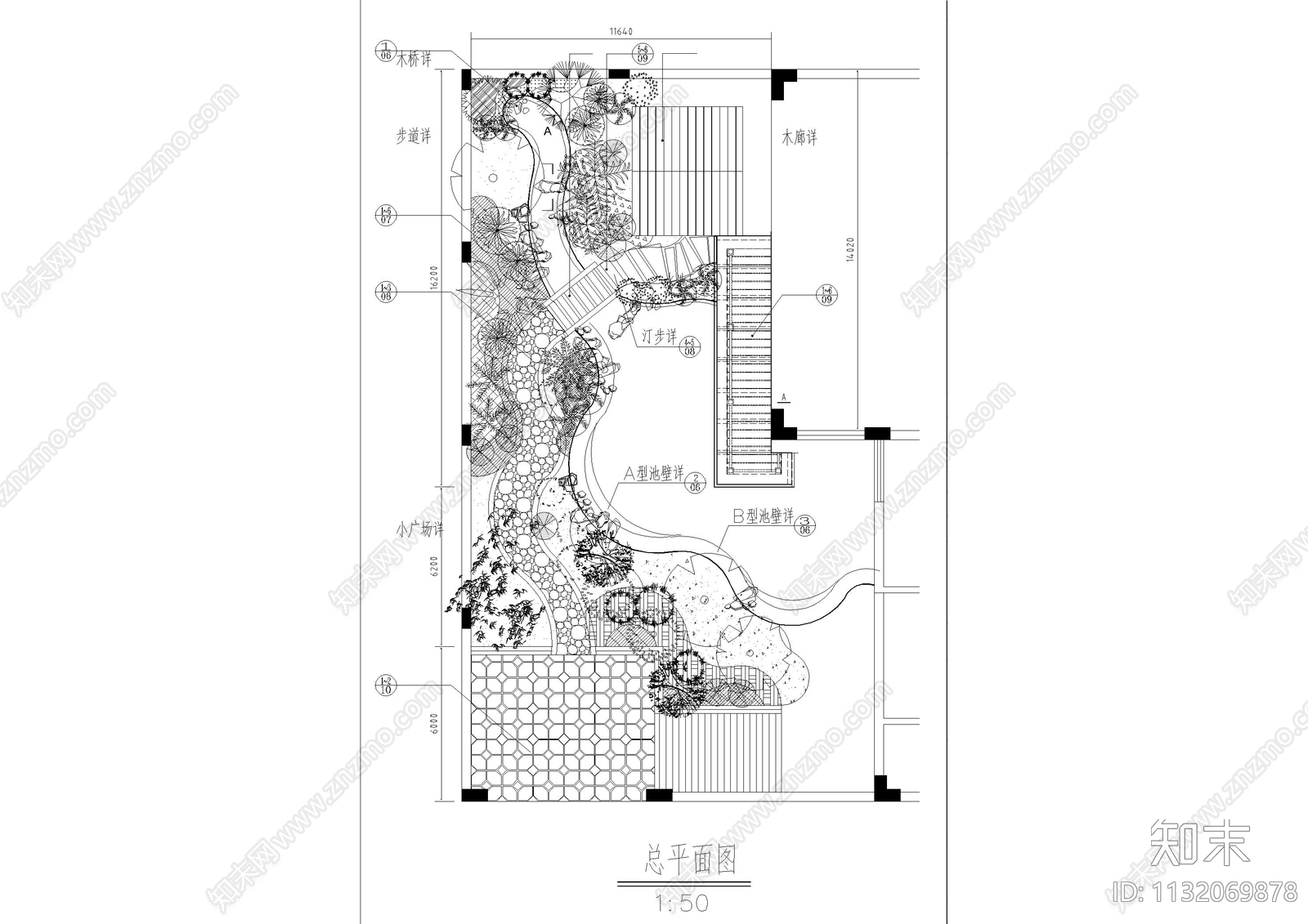 别墅园林绿化cad施工图下载【ID:1132069878】