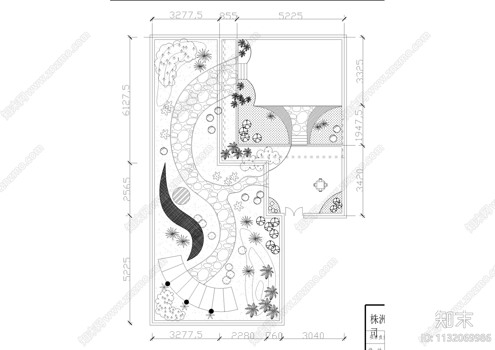 花园绿化平面图cad施工图下载【ID:1132069986】