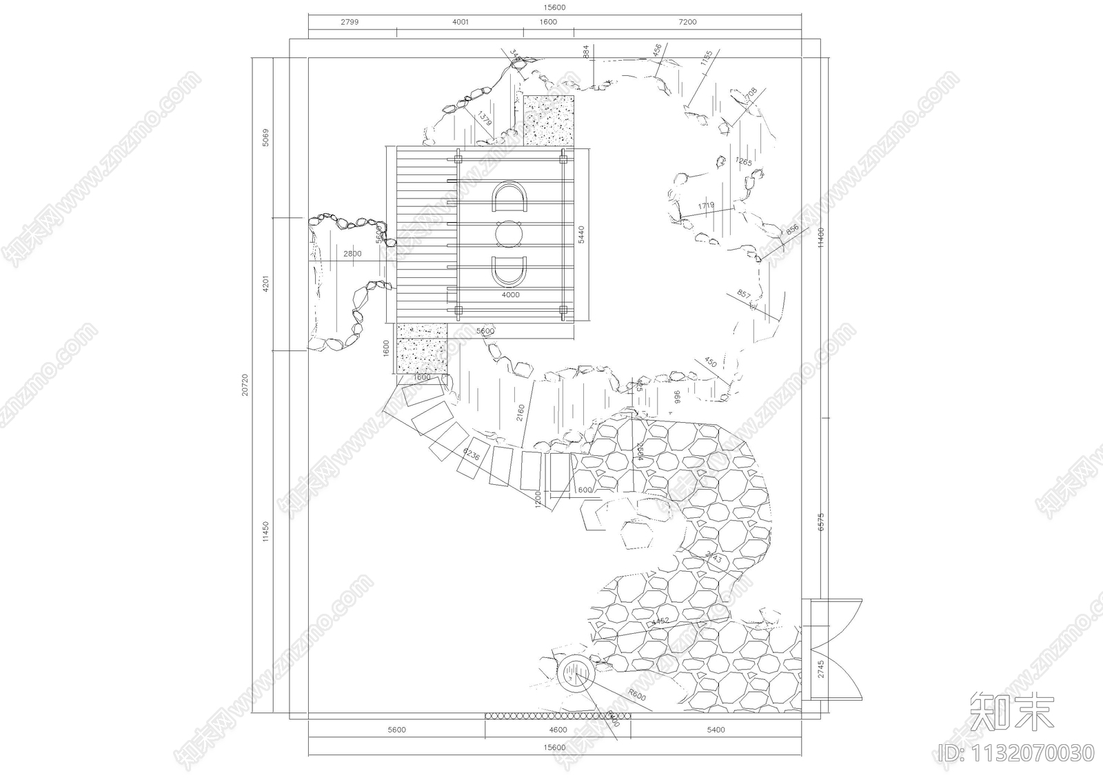 花园庭院景观平面图cad施工图下载【ID:1132070030】