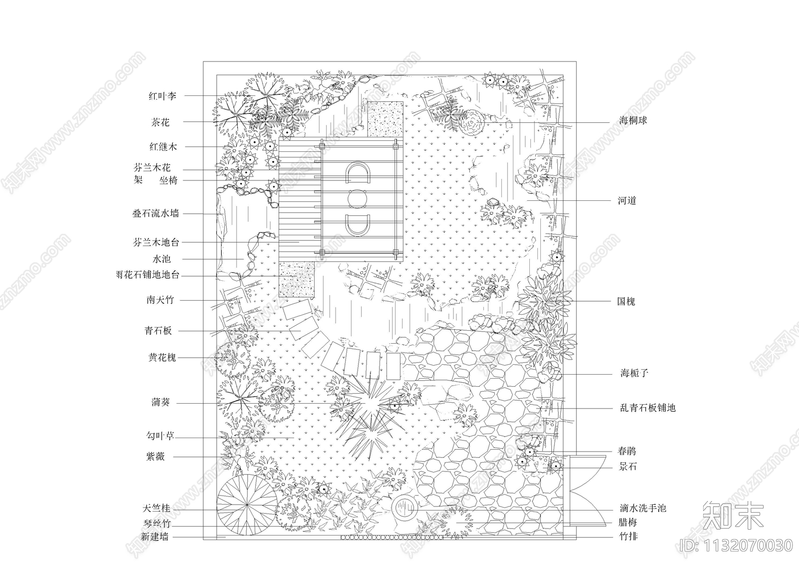 花园庭院景观平面图施工图下载【ID:1132070030】