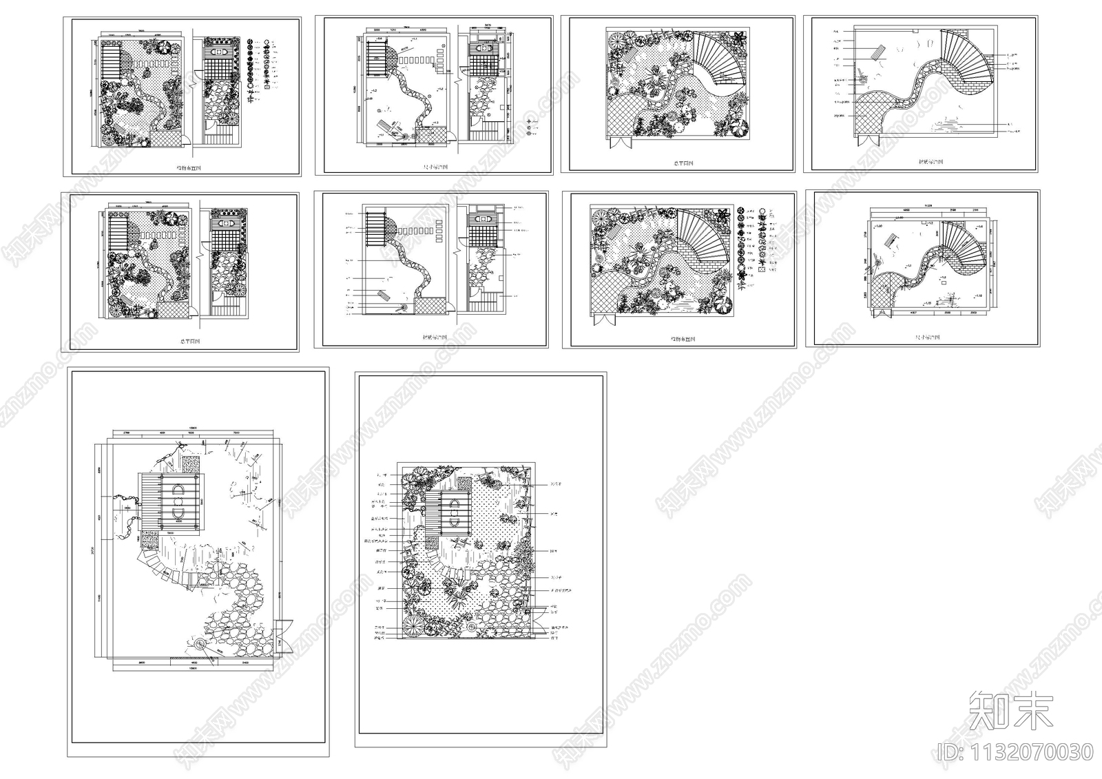 花园庭院景观平面图cad施工图下载【ID:1132070030】