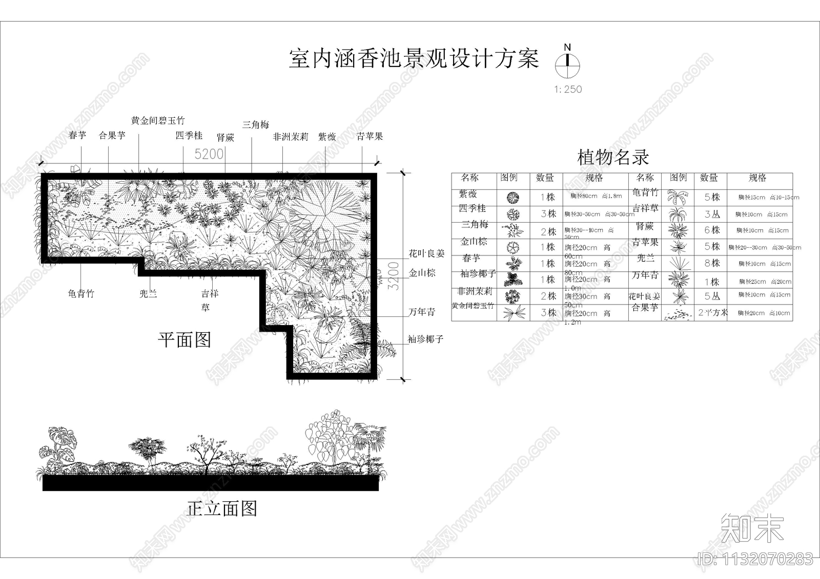 泉州别墅庭院绿化平面图cad施工图下载【ID:1132070283】
