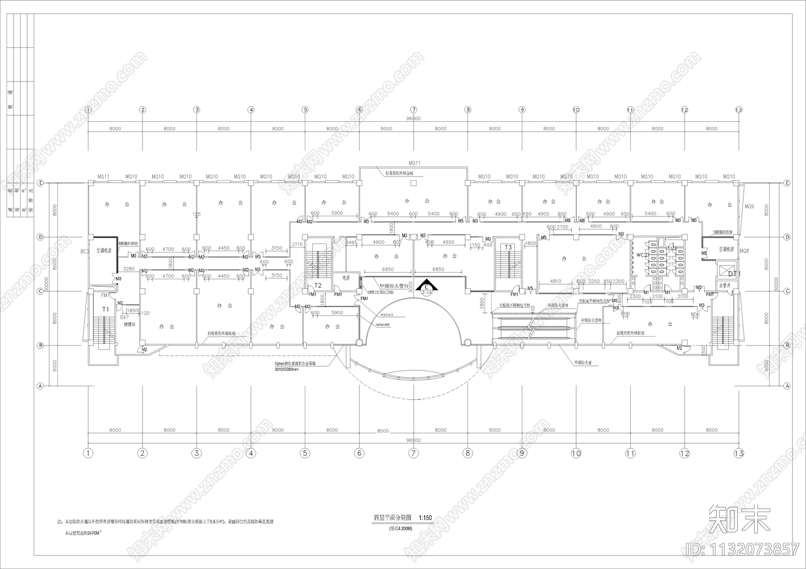 华工科技园办公楼装修cad施工图下载【ID:1132073857】