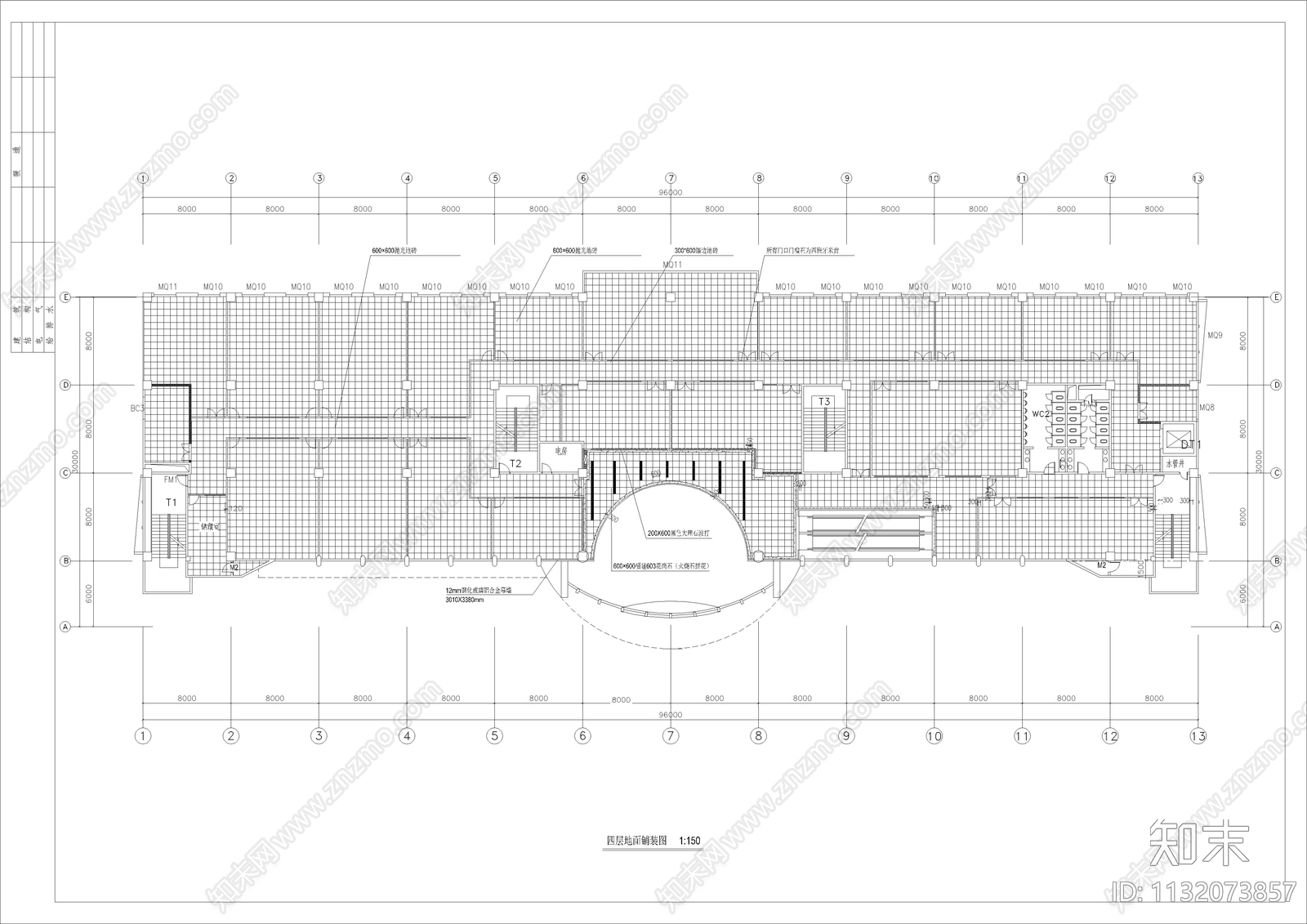 华工科技园办公楼装修cad施工图下载【ID:1132073857】
