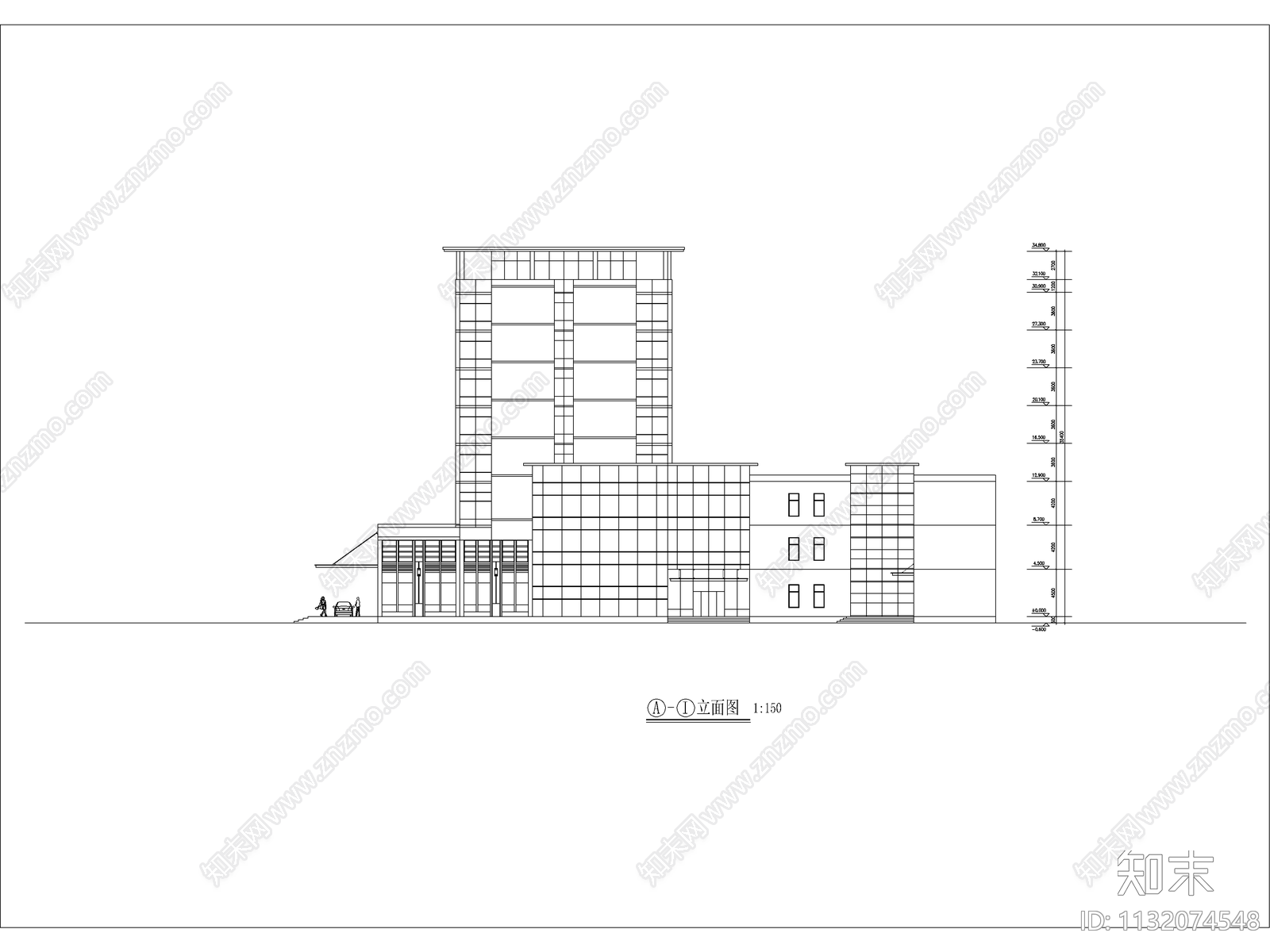 酒店建筑cad施工图下载【ID:1132074548】