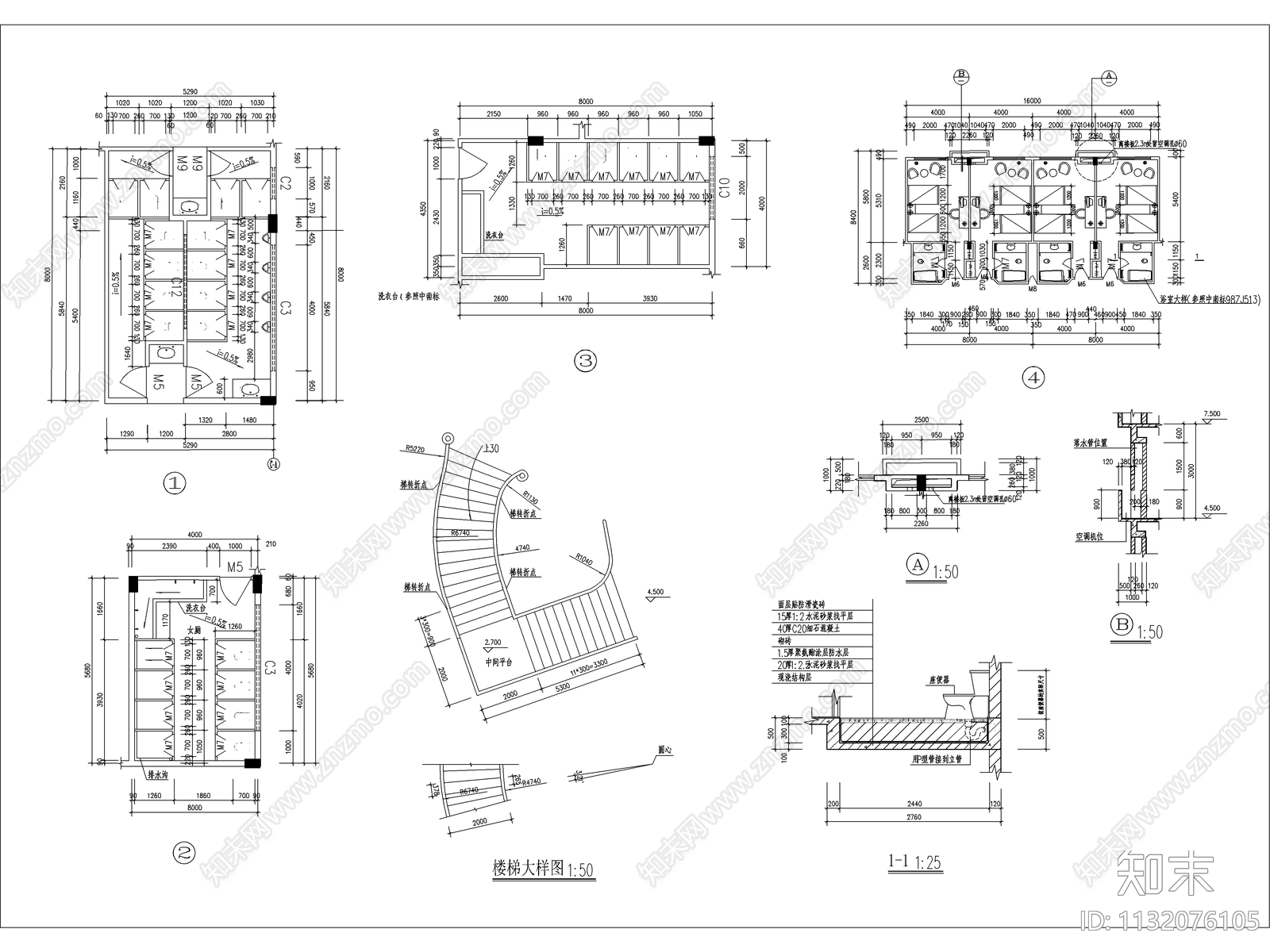 酒店建筑cad施工图下载【ID:1132076105】