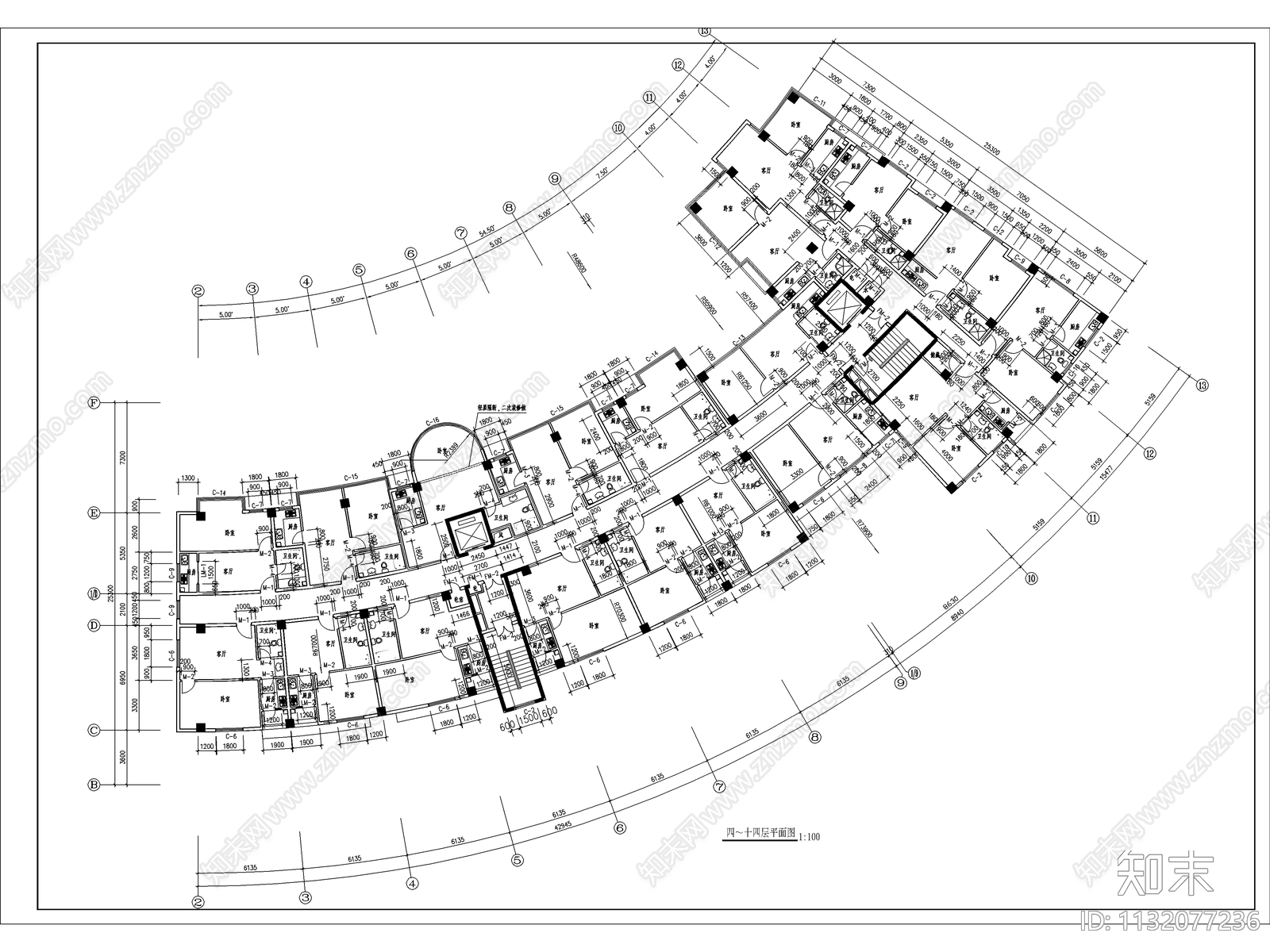 凯悦宾馆建筑cad施工图下载【ID:1132077236】