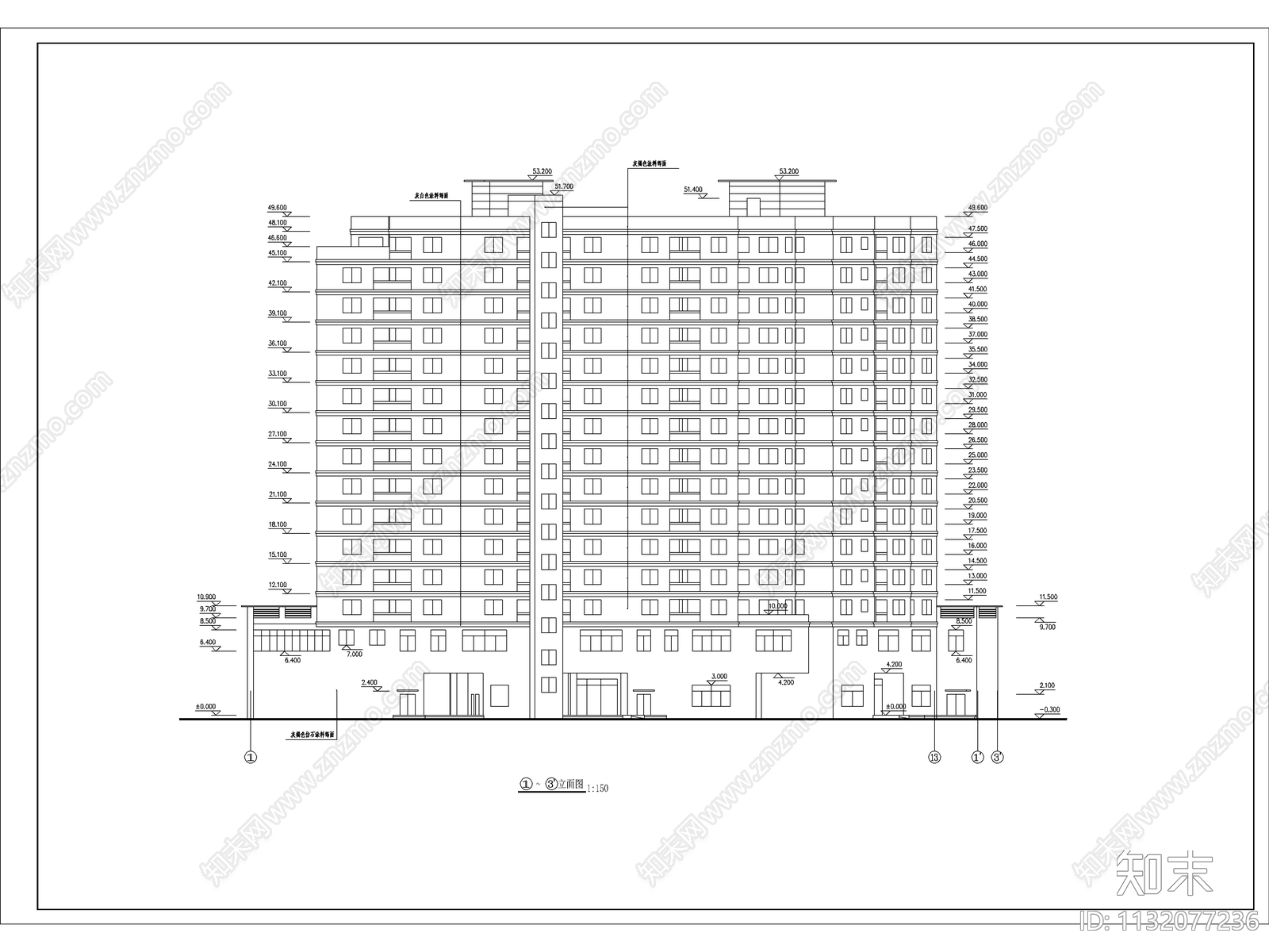 凯悦宾馆建筑cad施工图下载【ID:1132077236】