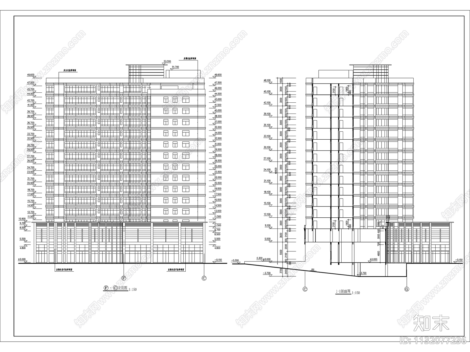 凯悦宾馆建筑cad施工图下载【ID:1132077236】