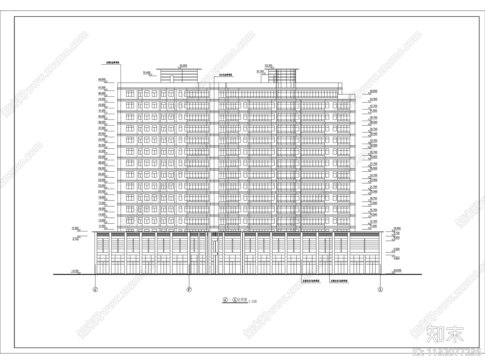 凯悦宾馆建筑cad施工图下载【ID:1132077236】