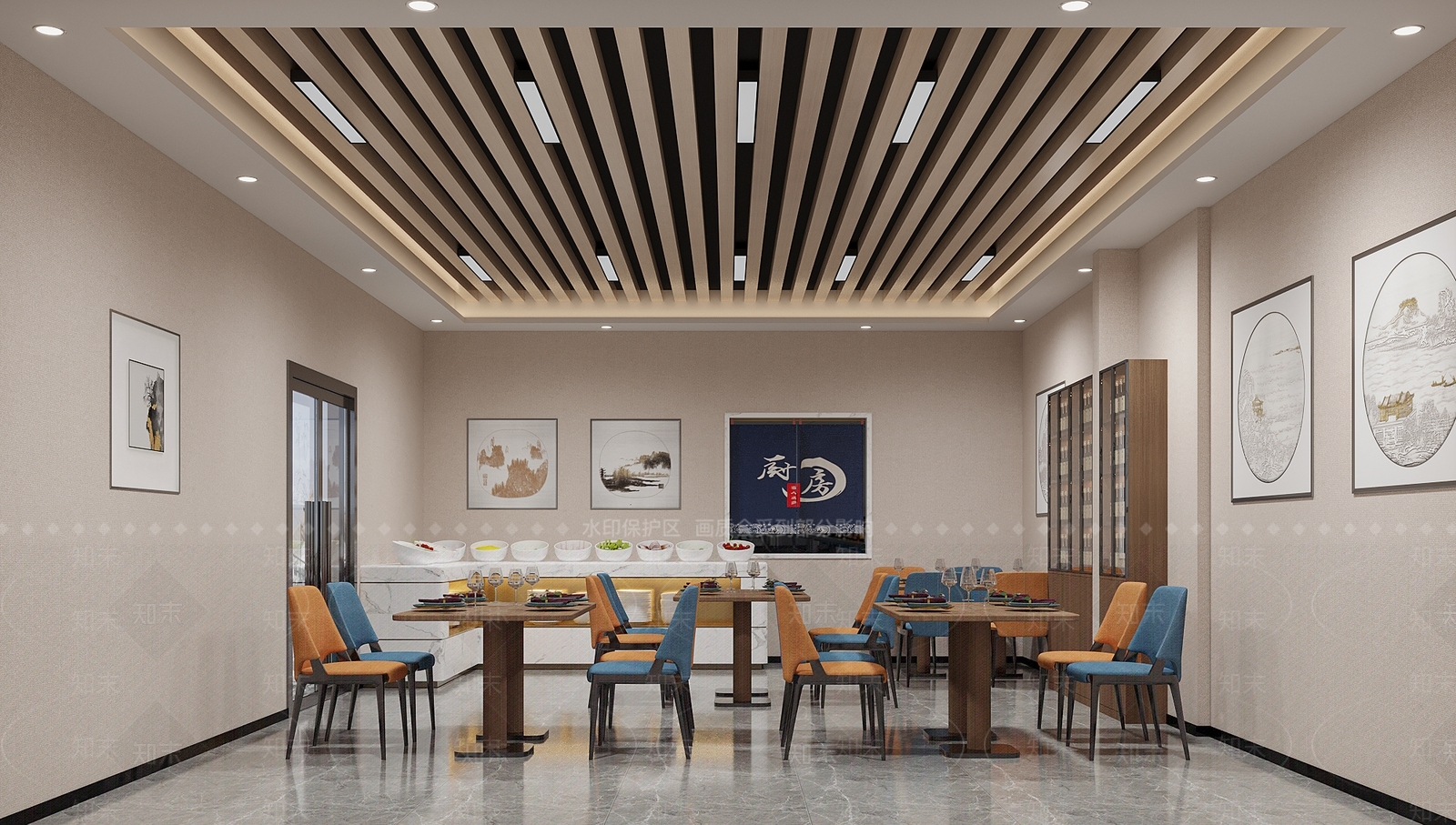 现代自助餐厅3D模型下载【ID:1132078735】