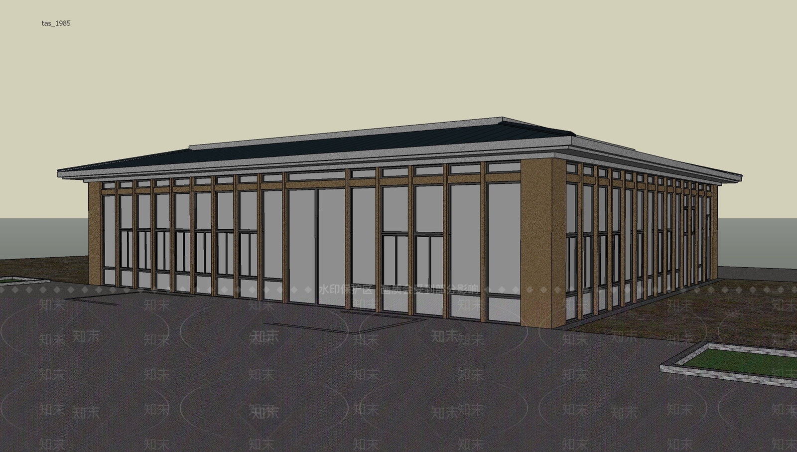 现代售楼处建筑SU模型下载【ID:1132082571】