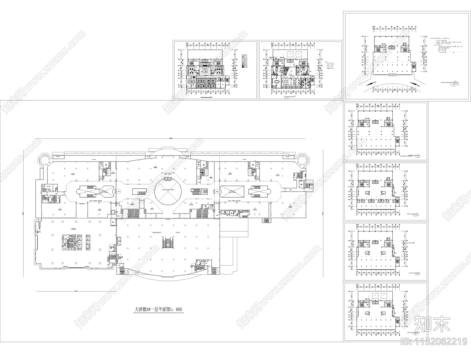 酒楼建筑cad施工图下载【ID:1132082219】