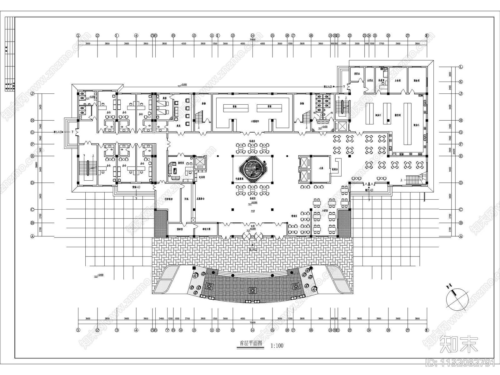 酒店建筑cad施工图下载【ID:1132082791】