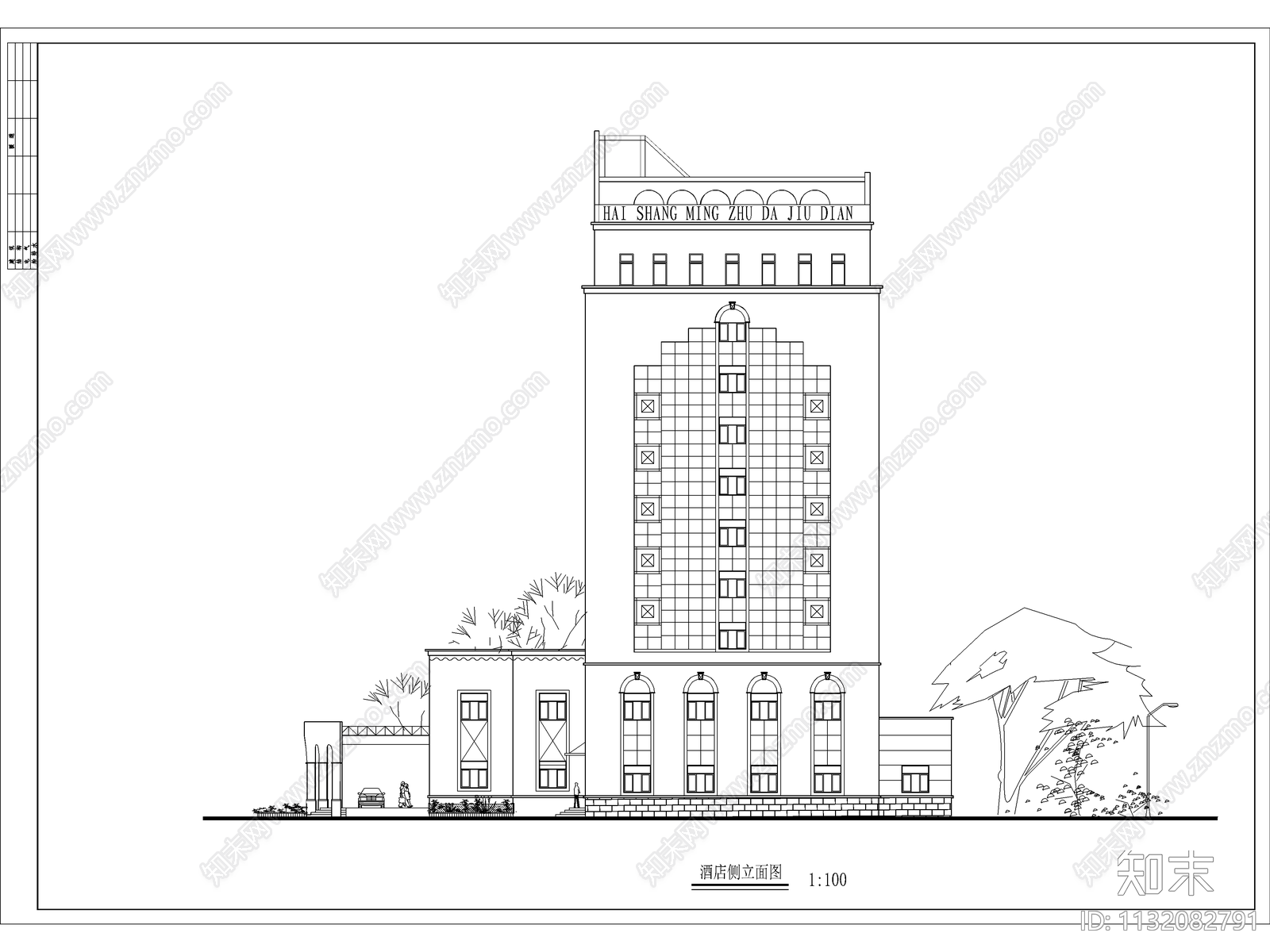 酒店建筑cad施工图下载【ID:1132082791】