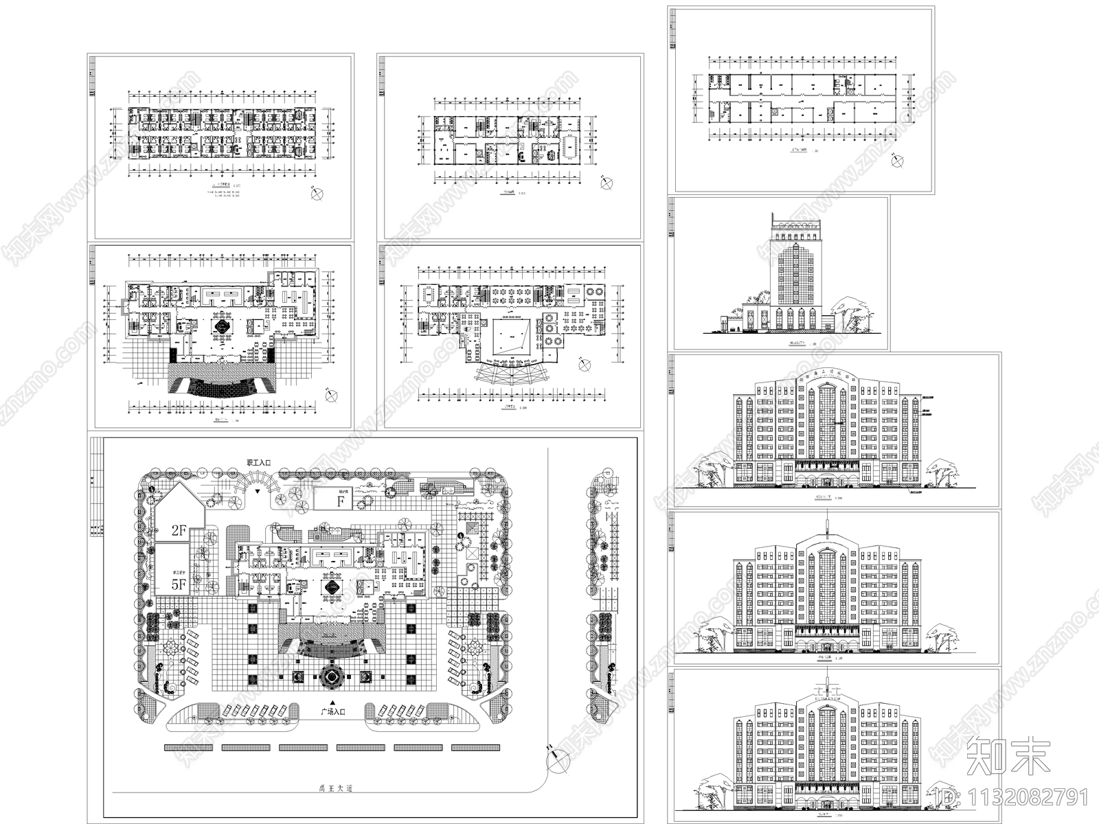 酒店建筑cad施工图下载【ID:1132082791】