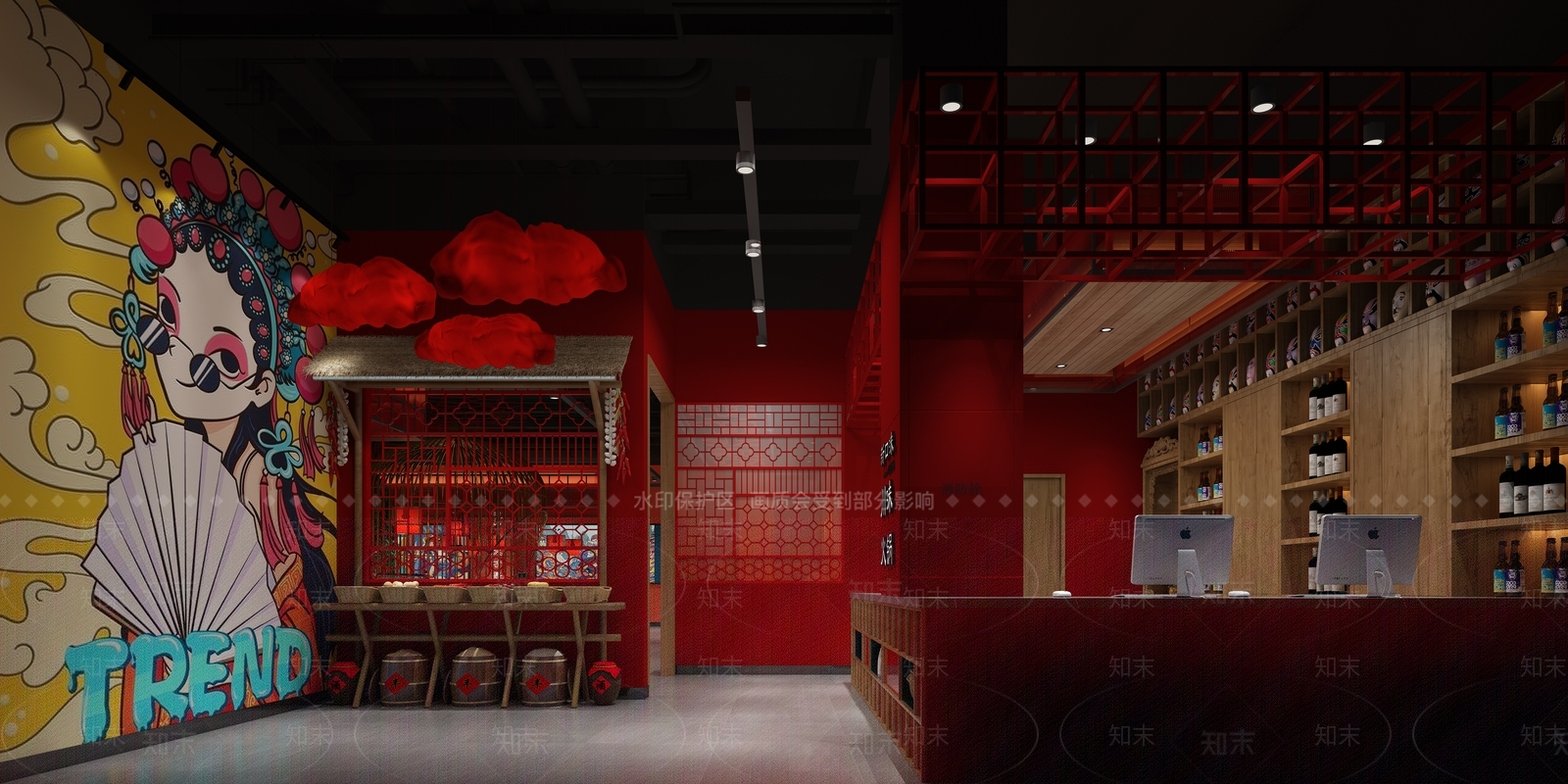 新中式国潮火锅店3D模型下载【ID:1132083175】