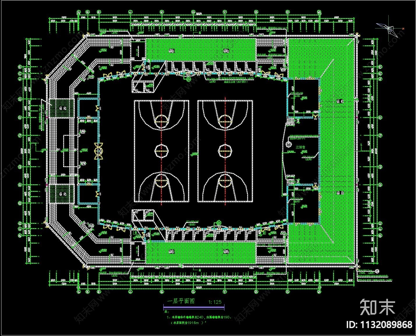 室内外运动场平面图施工图下载【ID:1132089868】