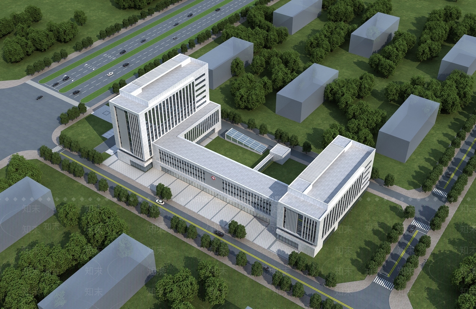 现代风格医院建筑SU模型下载【ID:1132089929】